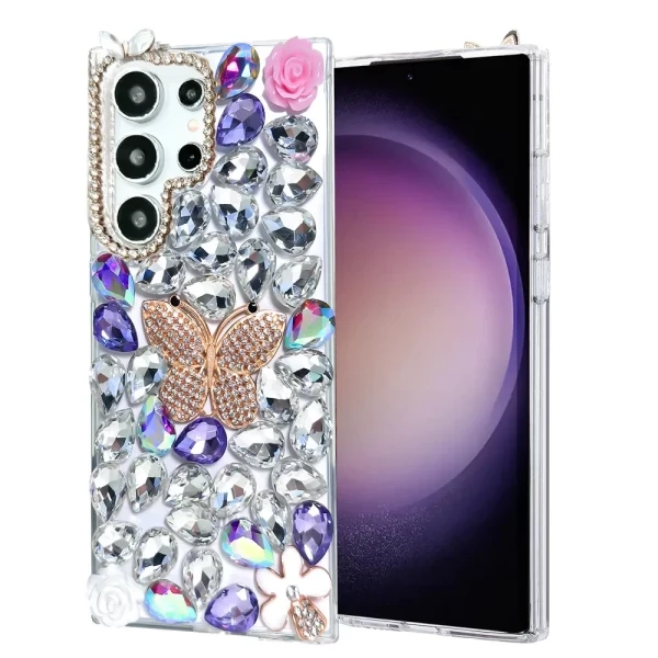 LUXOTIK FLORAL BUTTERFLY - WHITE (C6)  GALAXY S25 ULTRA