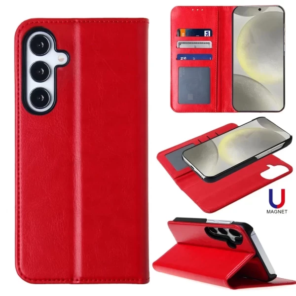 CONVEYOR LEATHER MAGNETIC WALLET - RED  GALAXY S25 PLUS