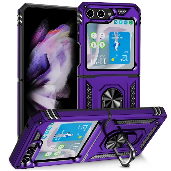Hybrid ARMOR WITH RING STAND CASE - PURPLE GALAXY Z FLIP 5