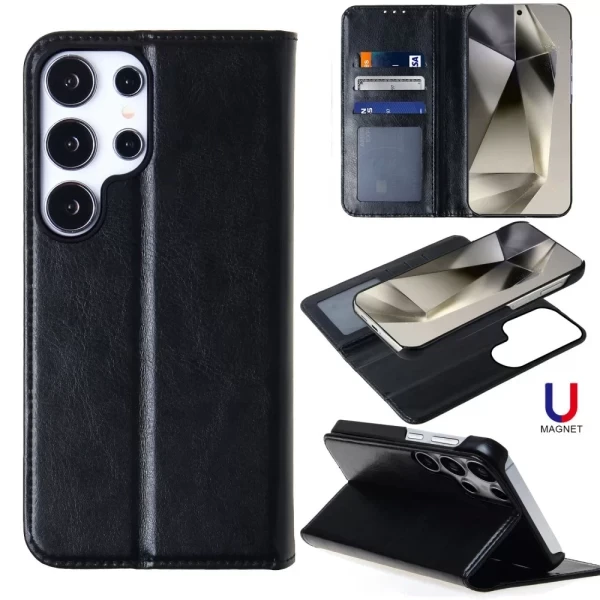 CONVEYOR LEATHER MAGNETIC WALLET - BLACK  GALAXY S25 ULTRA
