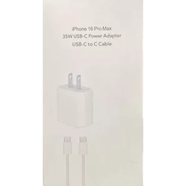 (IV) 35 WATT USB-C POWER ADAPTER & USB-C TO USB-C CABLE COMBO (NO LOGO) - WHITE