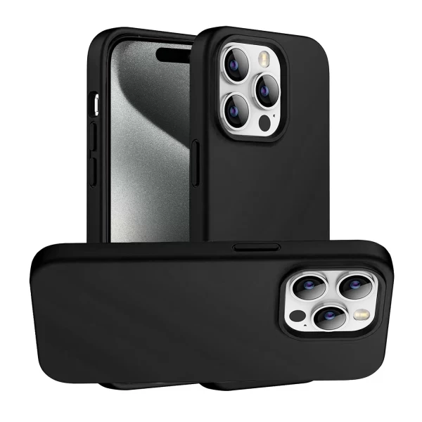 IPHONE 15 PM LIQUID SILICONE CASE (NO LOGO) - BLACK  IPHONE 15 PRO MAX