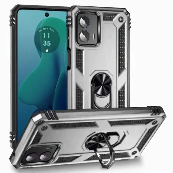 Hybrid Armor With Ring Stand Case - SILVER  MOTO G 5G 2025
