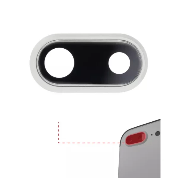 BACK CAMERA LENS WITH BRACKET & BEZEL COMPATIBLE FOR IPHONE 8 PLUS (SILVER) (10 PACK) (REAL SAPPHIRE L PREMIUM)