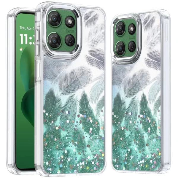 Epoxy Glitter Shimmer Hybrid Case - LIGHT GREEN  MOTO G POWER 5G 2025