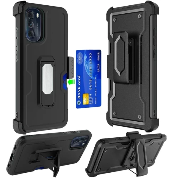 3-in-1 Holster Clip Combo With Card Holder and Magnetic Kickstand - BLACK  CRICKET ICON 6