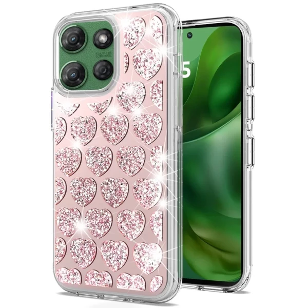 Bling Diamond Hybrid Case - ROSE GOLD/ LOVE (E)  MOTO G POWER 5G 2025