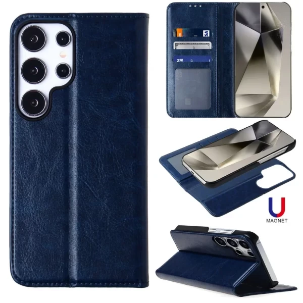CONVEYOR LEATHER MAGNETIC WALLET - DARK BLUE  GALAXY S25 ULTRA