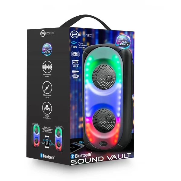 (BY) Biconic SOUND VAULT Color Changing Bluetooth Speaker (BC-AU-BS-309-BK) - BLACK ALL MODEL