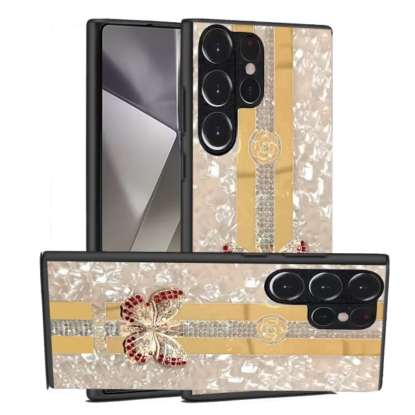 SILK BUTTERFLY RIBBON - ROSE GOLD (5)  GALAXY S25 ULTRA