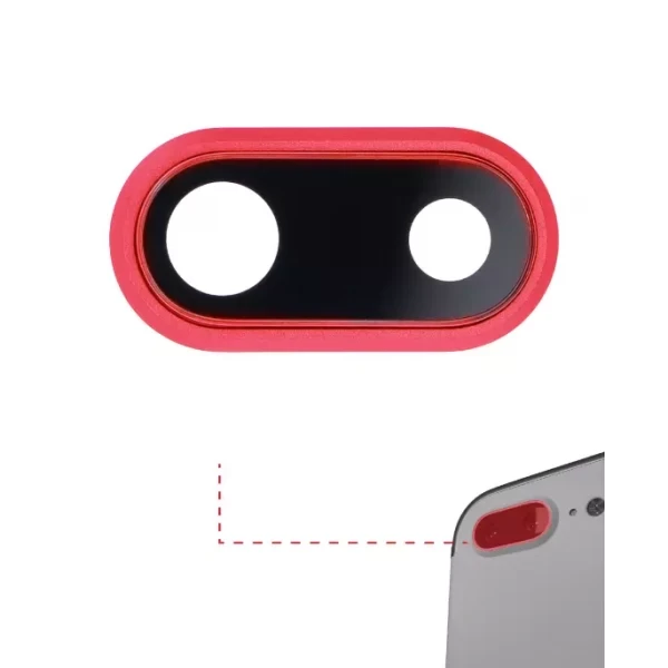 BACK CAMERA LENS WITH BRACKET & BEZEL COMPATIBLE FOR IPHONE 8 PLUS (RED) (10 PACK)