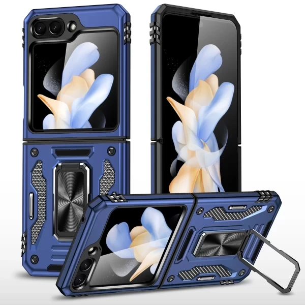 Hybrid ARMOR WITH RING STAND CASE WITH CAM SLIDE - DARK BLUE GALAXY Z FLIP 5