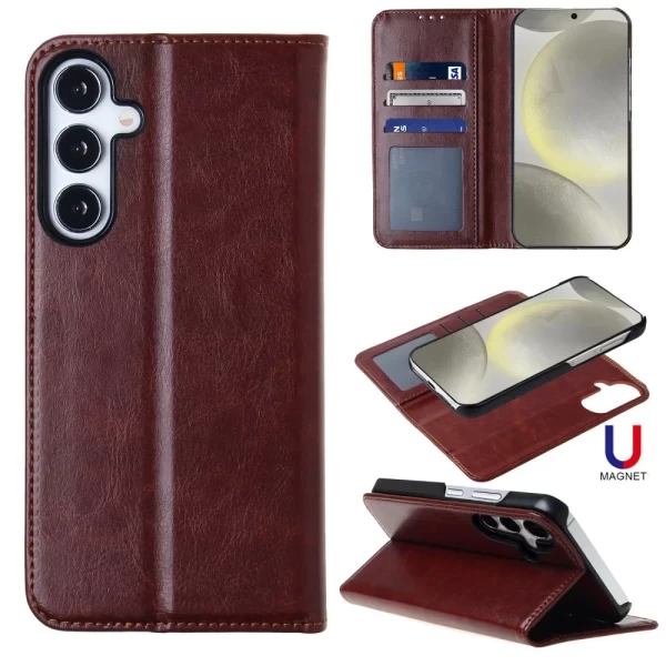 CONVEYOR LEATHER MAGNETIC WALLET - BROWN  GALAXY S25 PLUS