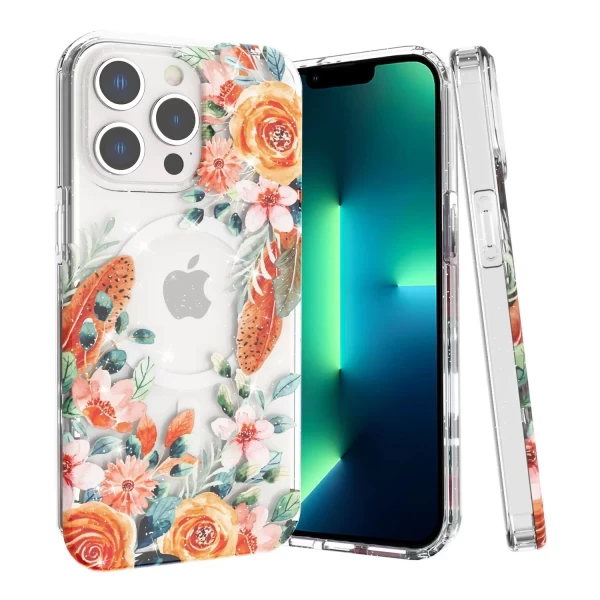 AMUSE MAGSAFE CLEAR - ROSE GOLD GARDEN (GD18)  IPHONE 13/12 PRO MAX