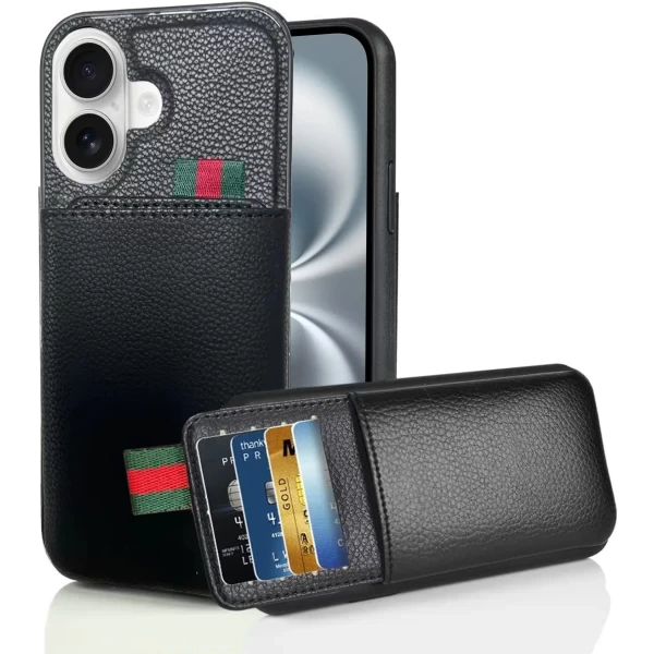 SUAVE LEATHER CC - BLACK  IPHONE 16 PLUS