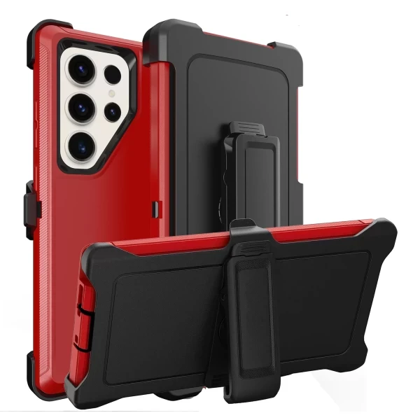 HEAVY DUTY CASE WITH CLIP - RED  GALAXY S25 ULTRA