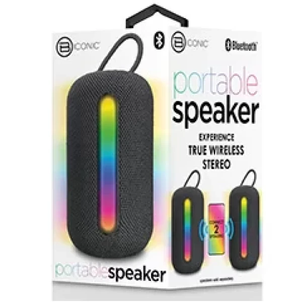 (BY) BICONIC Portable Mini Speaker with LED & FM (BC-AU-BS-119-AC) - BLACK