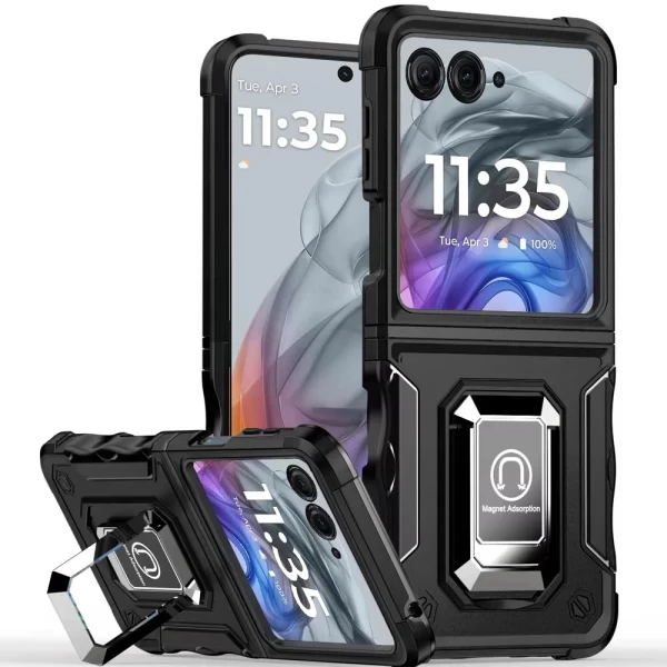 OPTIMUM Magnetic Ring Stand Hybrid Case - BLACK MOTO RAZR 2024
