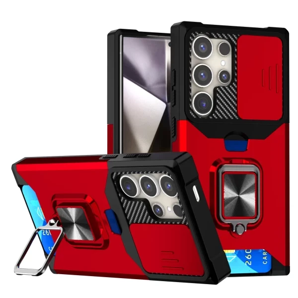 ALLOY CC LENS ARMOR RINGSTAND - RED  GALAXY S25 ULTRA