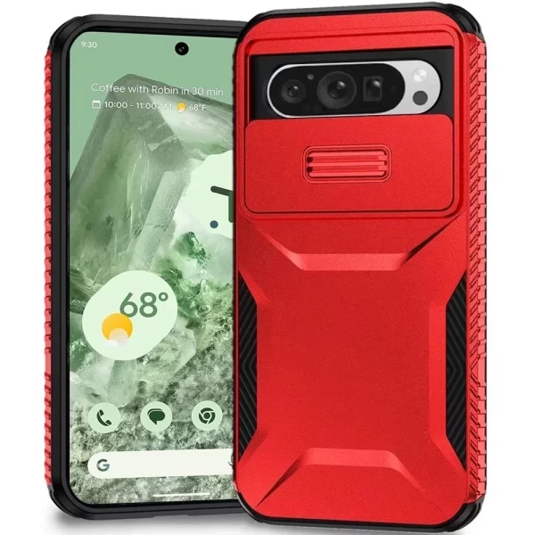 ENVOY SERIES U Design Hybrid with Camera Window Covering With Ring Stand - RED  GOOGLE PIXEL 9 / PIXEL 9 PRO 6.3INCH