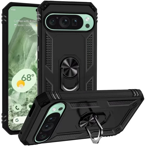 Hybrid ARMOR WITH RING STAND CASE - BLACK   GOOGLE PIXEL 9 / PIXEL 9 PRO 6.3INCH