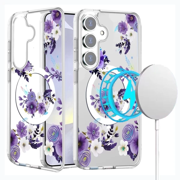 AMUSE MAGSAFE CLEAR - PURPLE FLOWER  GALAXY S25 PLUS